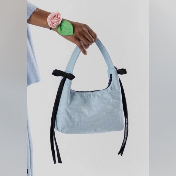 Baggu X Sandy Liang Mini Bow Bag in Powder Blue - Picture 2 of 7